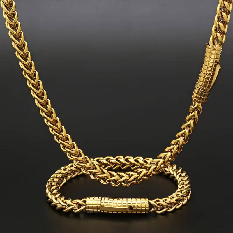 NUOYA Custom Hip Hop Jewelry 18k Gold PVD Plated Stainless Steel Franco Chain Necklace for Men