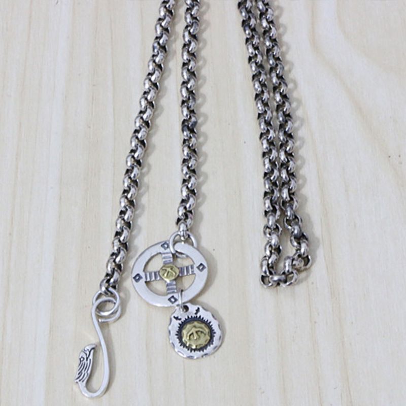 S925 Sterling Silver Necklace Personalized Fashion Creative Beaded Net Red Feather Thick Pearl Chain Thick Vintage Net Red Couple Simple Style Jewelry