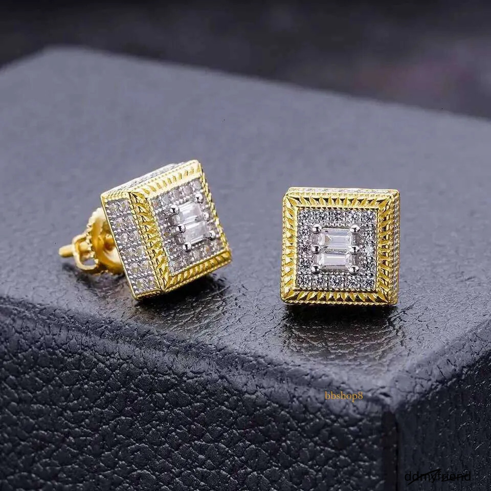 2025 Designer Top Men's 10K Plated Sier Pin VVS Moissanite Real Gold Earrings Jewelry Fashion Gifts ddmyfriend
