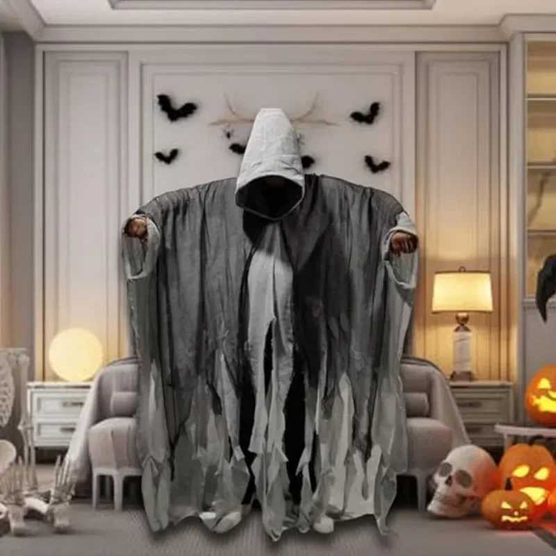 Halloween Costume for Adults Mens Horror Cloak Hooded Robe Masquerade Party Cosplay Prop L250918