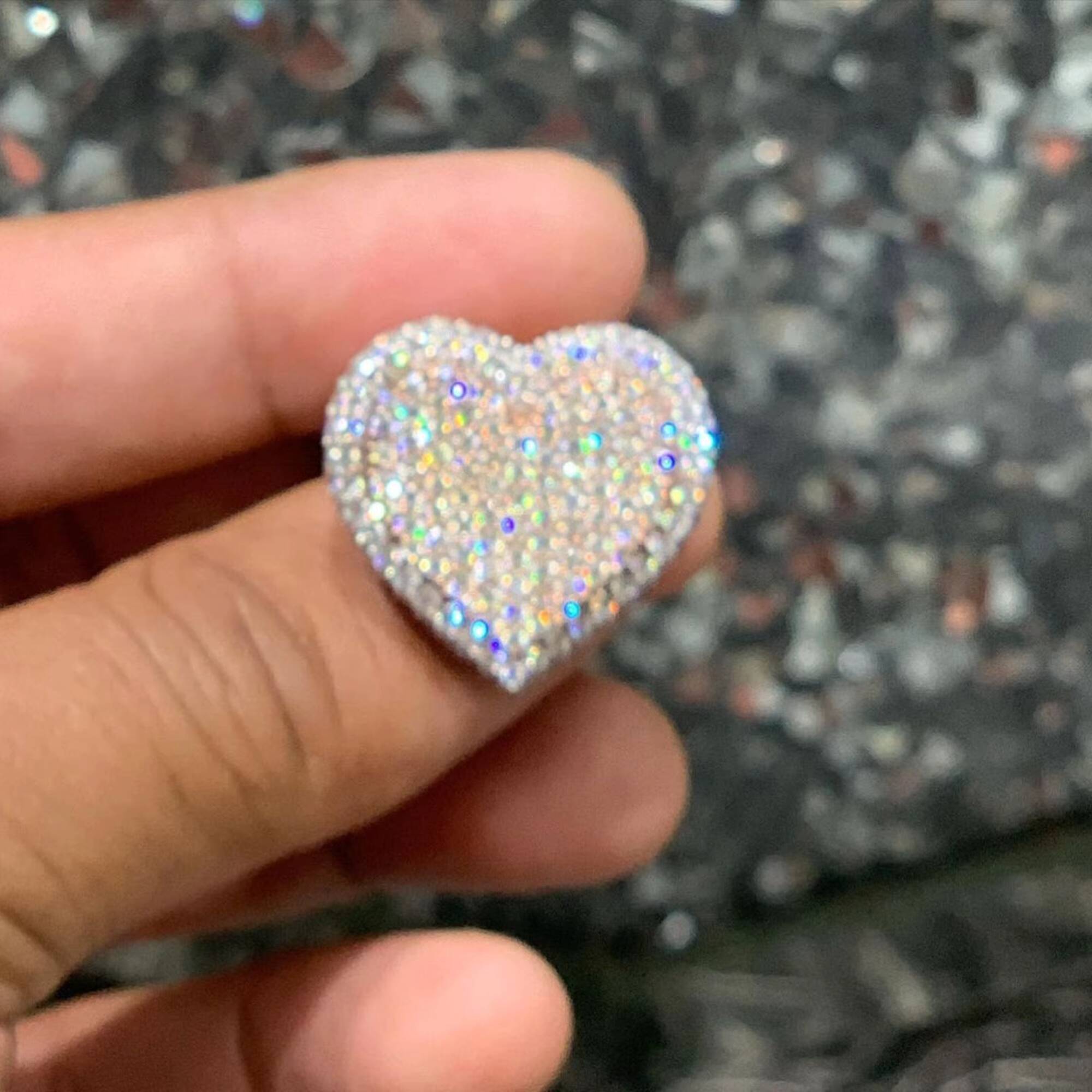 High Quality Punk Rapper Jewelry New Mens 14K Gold Big Moissanite Hip Hop Heart Ring Iced Out Italian Silver Rings For Men