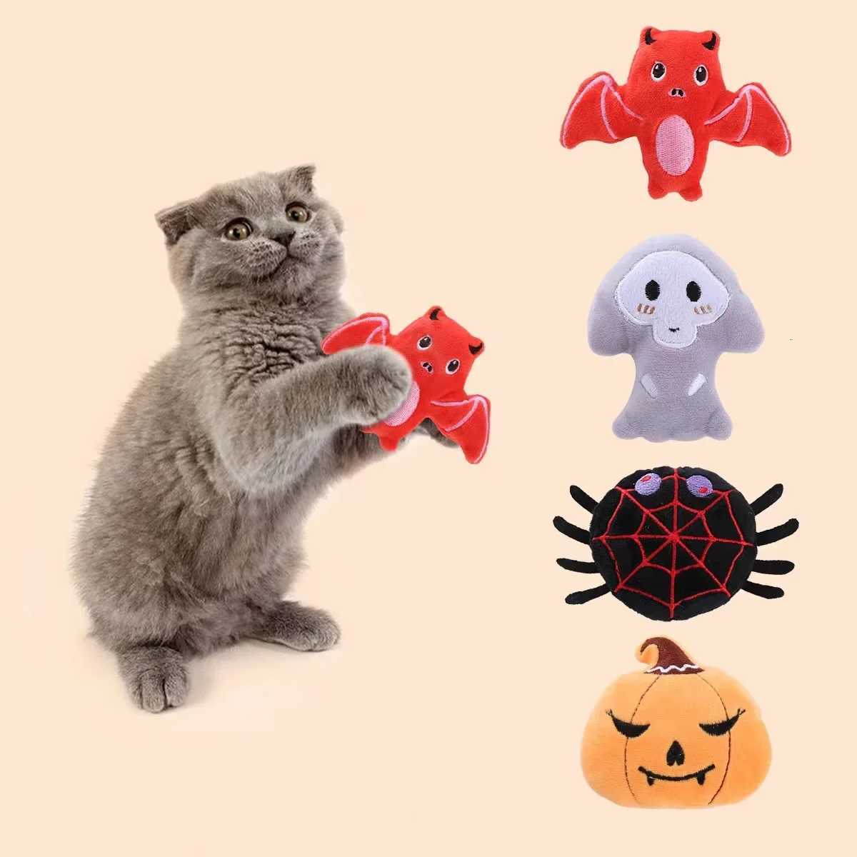 Pet Halloween Bat Spider Shaped Cat Catnip Toys Catnip Teasing Teeth Grinding Durable Cat Toys Interactive Cats Pet Products X250918