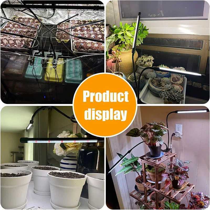 12pack TwoHead Clip Plant Grow Lights with Flexible Gooseneck 4812H Timer 3 Spectral Modes and 5 Dimmable Levels C250919