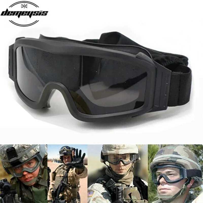 Tactical Goggs with 3 ns Combat Glasses Airsoft Paintball Eye Protection for Cs Wargame Motorcyc Hiking Y250919
