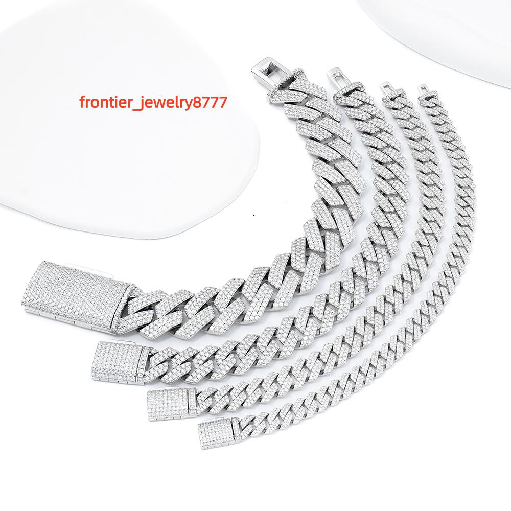 925 Silver Jewelry 8MM Iced Hip Hop Jewelry VVS Moissanite Cuban Link Bracelet for Men