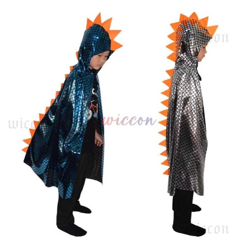 Dinosaur Cape Halloween Cosplay Costume Hooded Cloak for Boys Girls Wizard Cosplay Boys Costume Halloween Party Cloak L250918HNC0