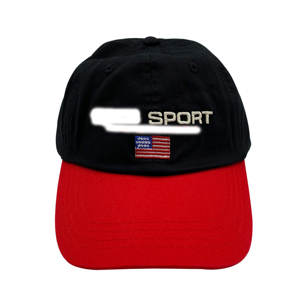Classic R L SPORT Series Pony Baseball Cap Embroidered Black /Red Tags Lable Cotton Fabric Chino Adjustable Size Bones