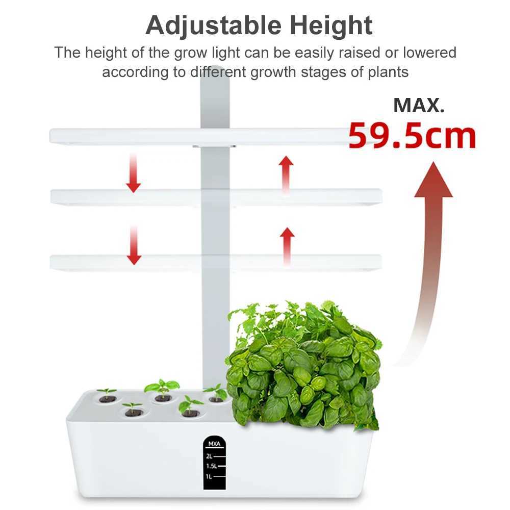 Hydroponics Growing System Automatic Timing Indoor Garden Kit 9 Pods Height Adjustable 15W LED Grow Lights 2L Water Tank C250919