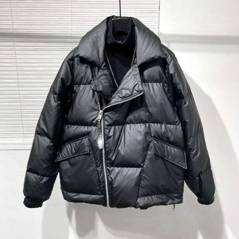 2024 Men Winter New Thicken Warm Jacket Male Lapel White Duck Down Coats Mens Fashion Solid Color Loose Overcoats P283