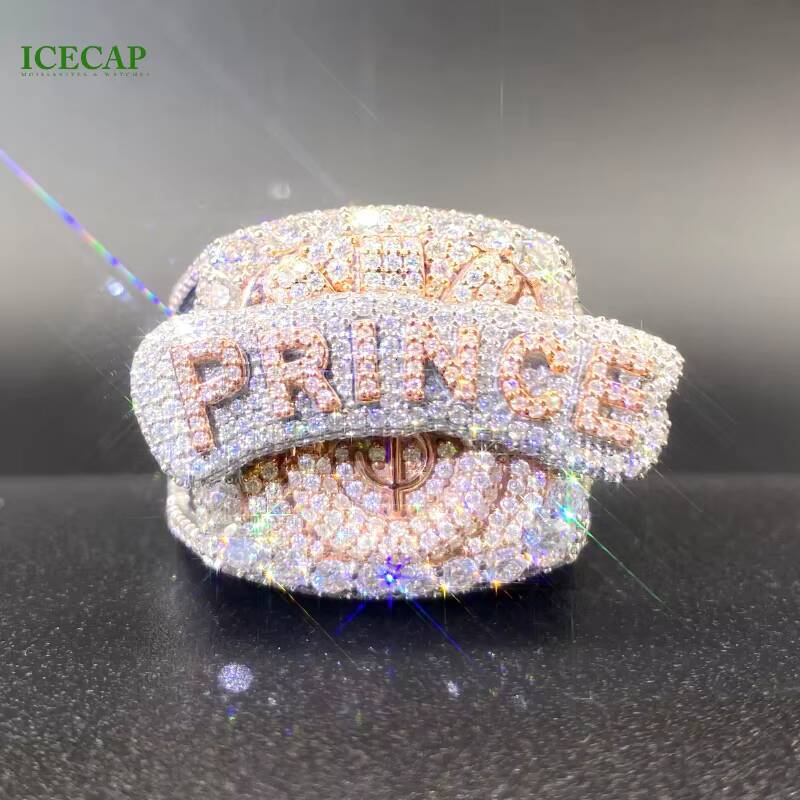 High Quality Luxury Costom Letter Rings Iced Out Moissanite Diamond Rings 925 Silver Hip Hop Jewelry Rings for Men Women