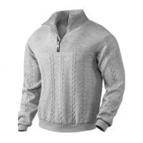 Solid Jacquard Half Zip Up Sweatshirt, Loose Casual Long Sleeve Collared Pullover Fall & Winter, Men's Clothes for Daily Wear