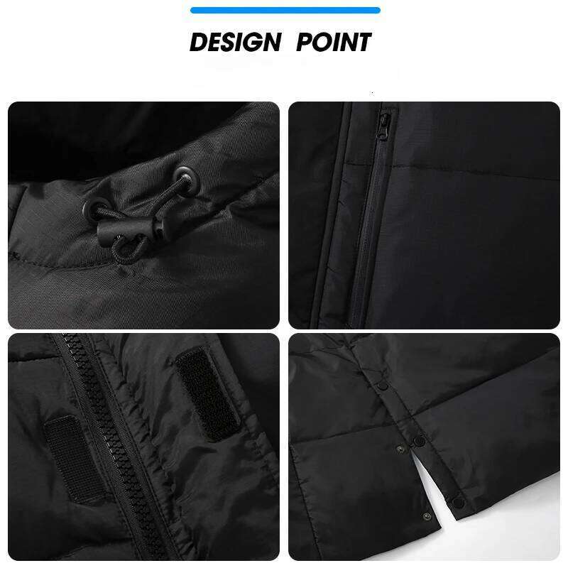 2024 New Men's and Women's Knee Length Black Hooded Coat Brand Clothing Casual Outdoor Warm Goose Down Lining Jacket