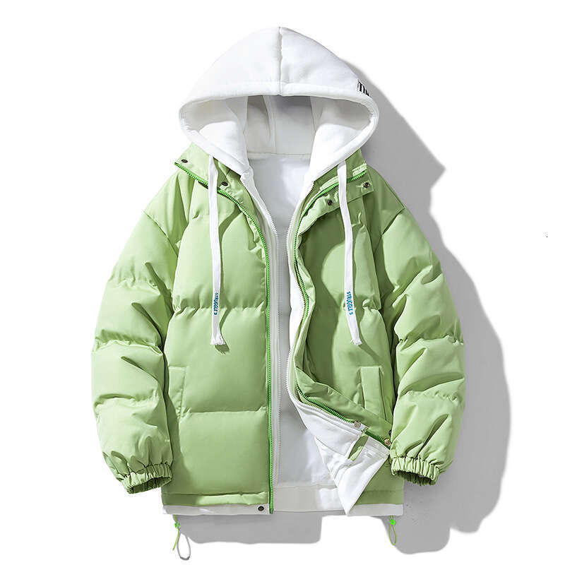 Winter New Men's Thickened Loose Trendy Fake Two-Piece Hooded Coat Cotton Padded Jacket