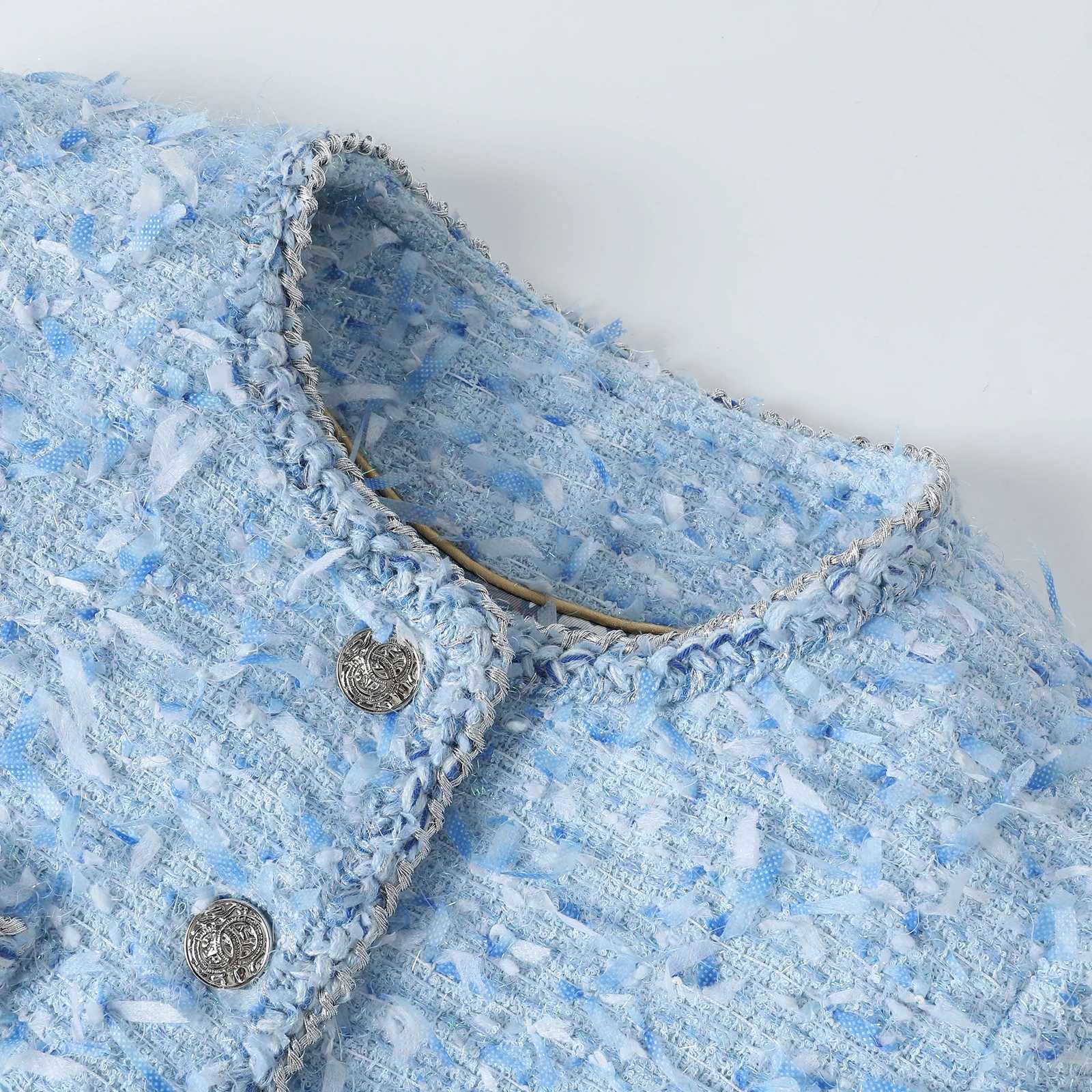 New fashionable and elegant celebrity highend temperament design round neck singlebreasted small fragrance jacket Z250918