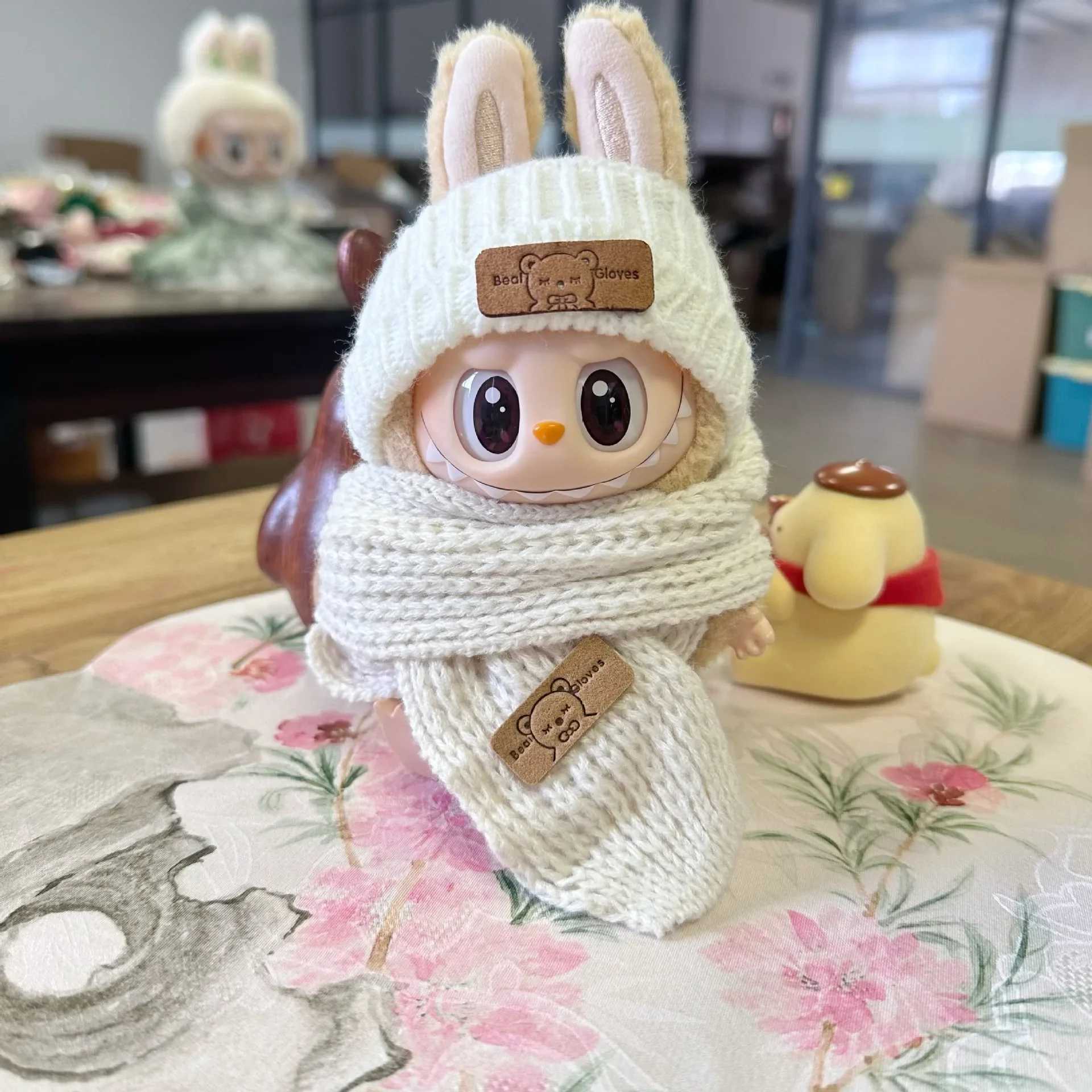 17cm Dolls Clothes The Monster Labubu Outfit Accessories Clothing DIY Kids Gift Little Bear Scarf Hat Winter Wear FM13H C250919