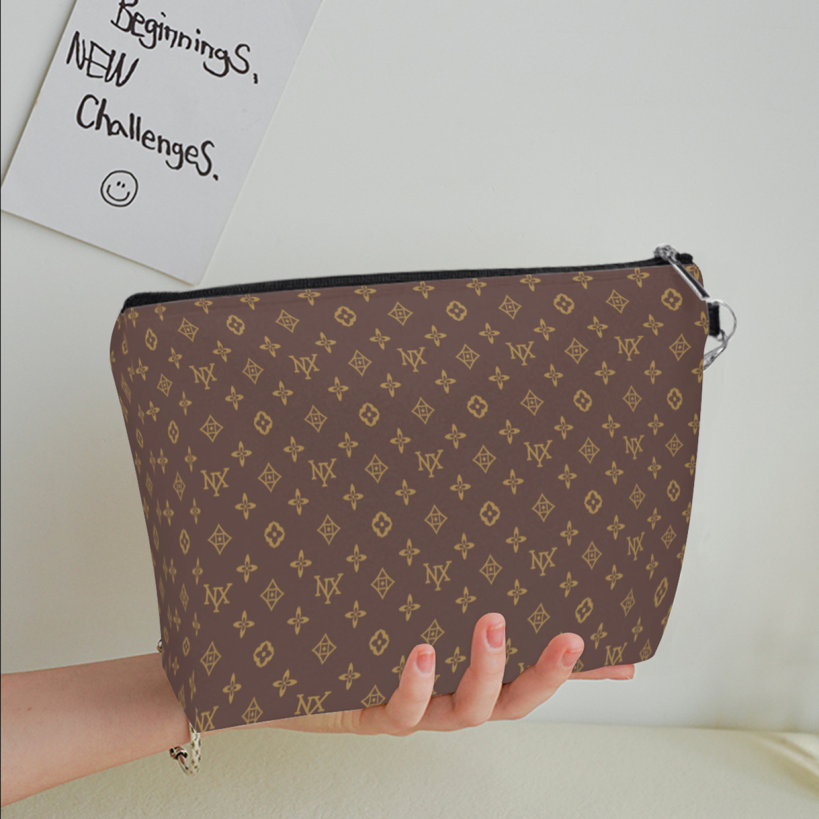 NXY 10A Makeup Bag Cosmetic Bags designer bag women Pu luxury bag handbag toiletrys bags Womens Fashion classic brown flower handbags with dust bag