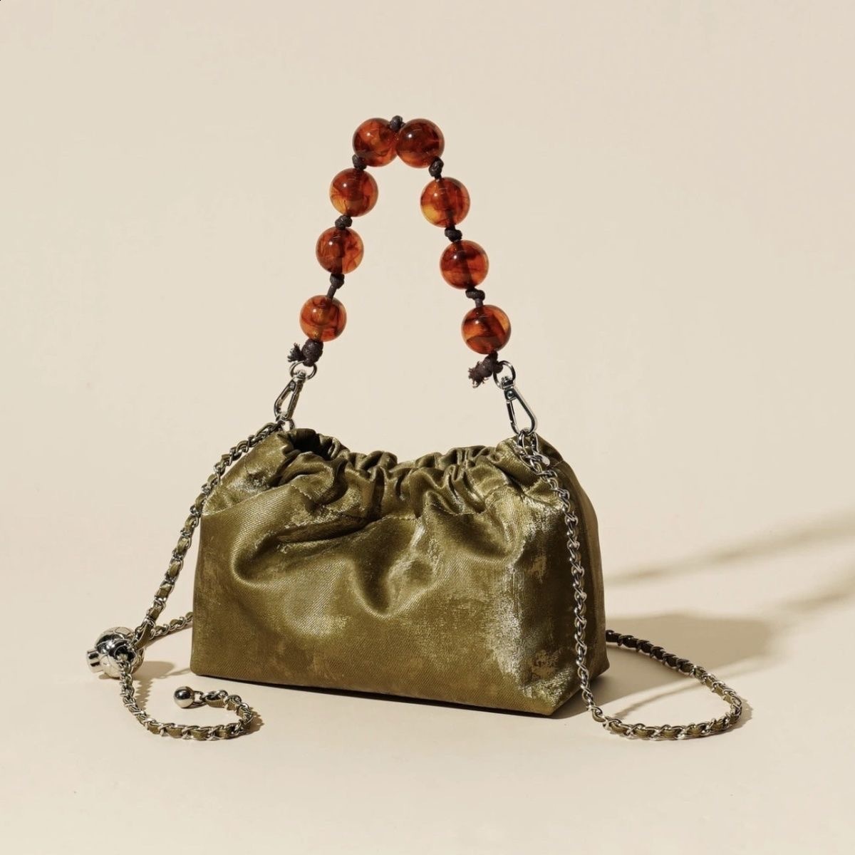 Pattern Womens Bag Trend Small Elegant Tote Shoulder Bag eHandbag Pearl Chain Hobos Sac 241104