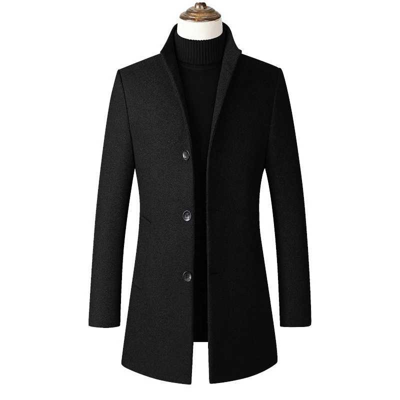 Winter Jacket Men Wool Coat Oversized Solid Stand Collar Thicken Business Casual Overcoat Mens Clothing Woolen Pea Coat A2F9002 X250919 - view 4