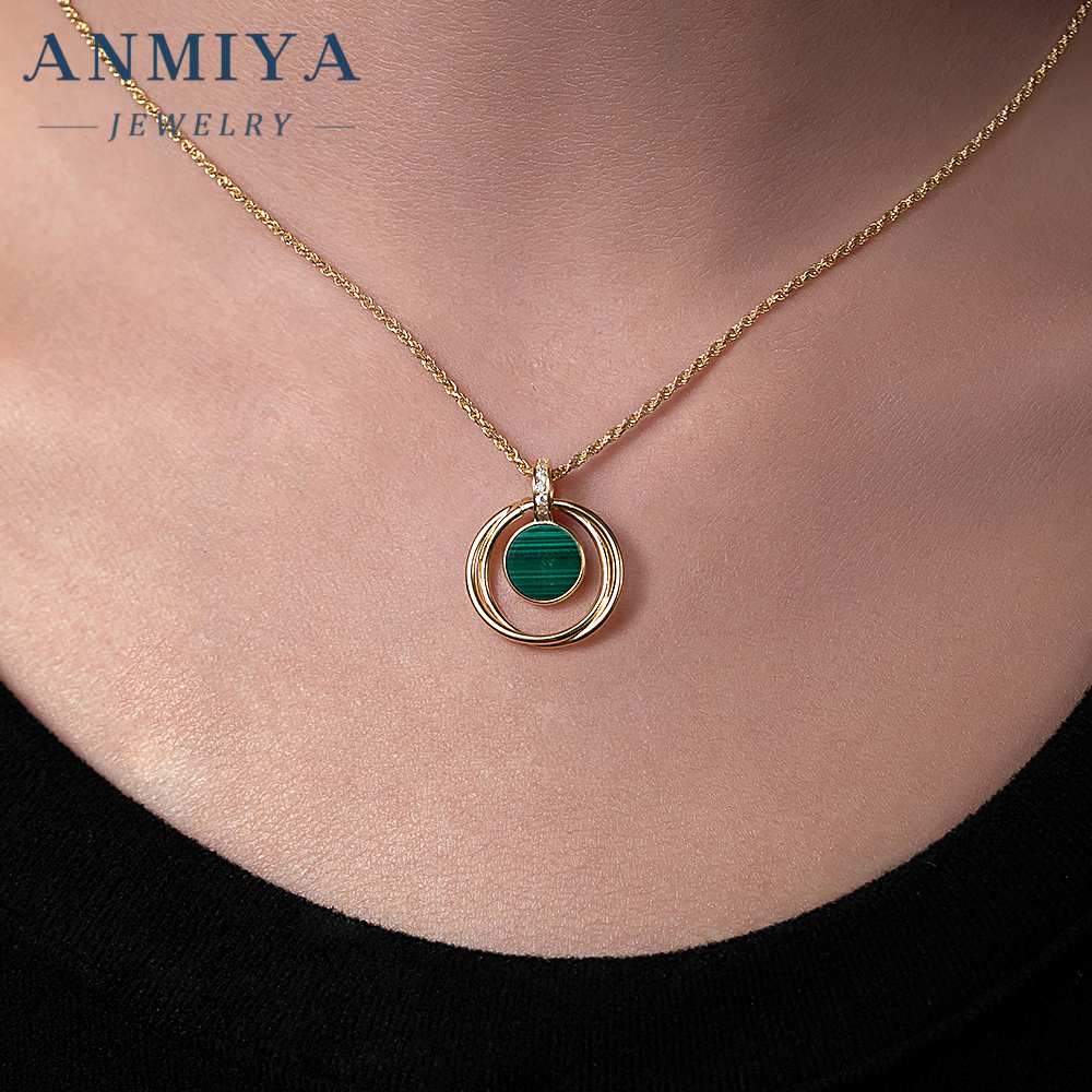 Silver Jewelry Masterpiece: 925 Sterling Silver Necklace with Malachite, Timeless Elegance
