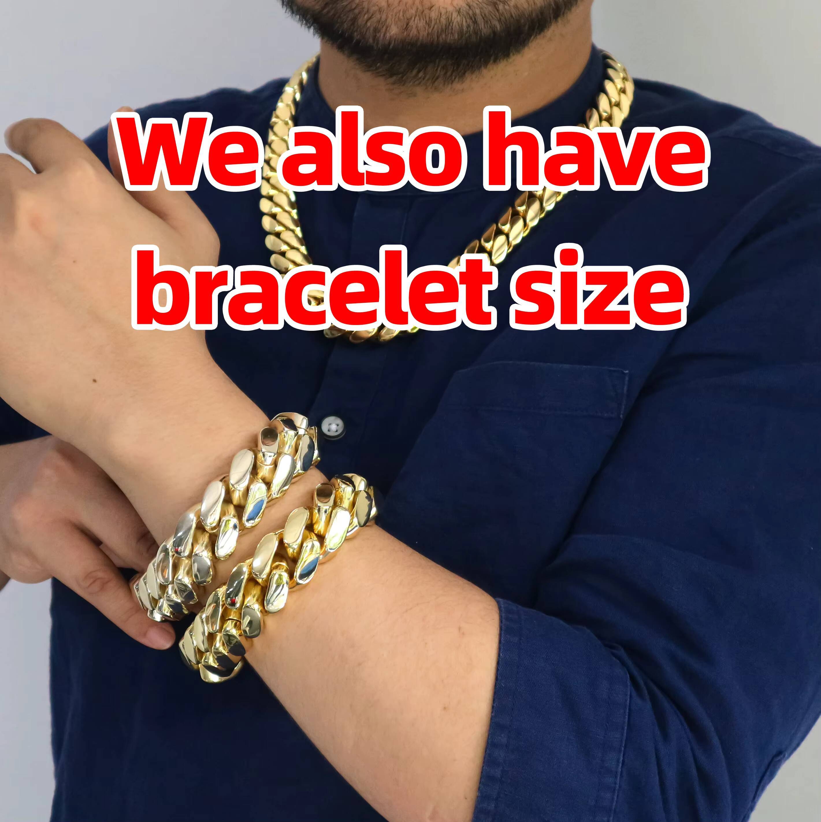 Customized Trendized 14mm 16mm Gold Cuban Chain 925 Sterling Silver VVS Moissanite Clasp Plain Miami Cuban Link Chain