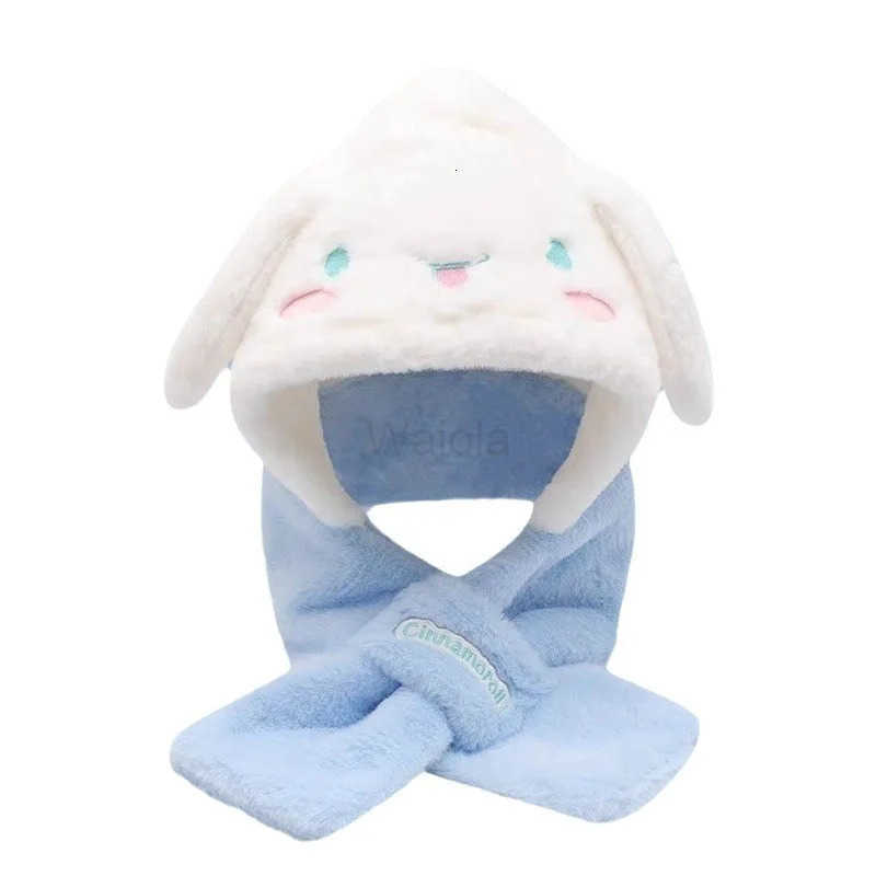 Sanrio Childrens Hat Scarf Winter Warm Plush Kuromi One Day Ear Protection Hat L250919