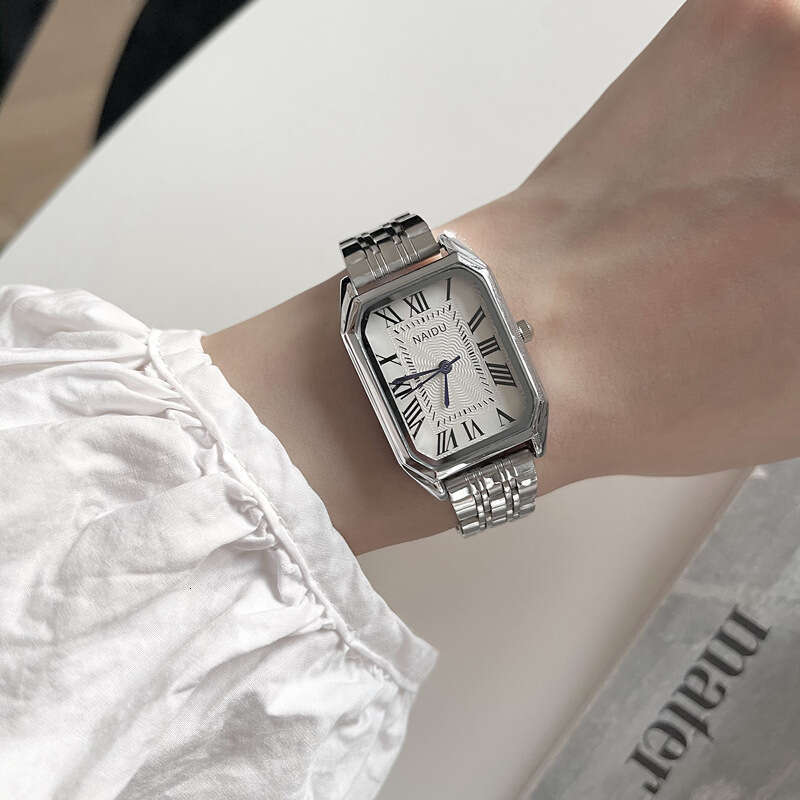 Rectangular Designer INS Style Women's Simple Elegant Chic Artistic Roman Numeral Steel Band Quartz Watch