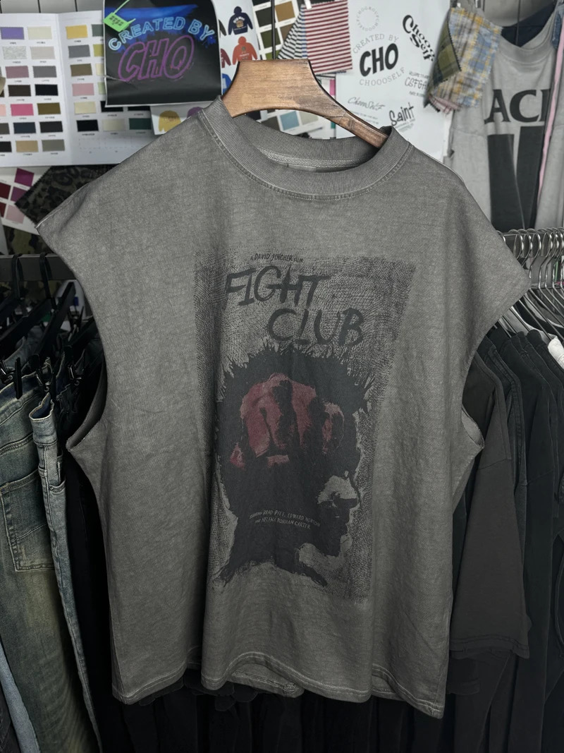 Washed FIGHT CLUB Tank Tops Vest Men Women Summer High Quality SAINT Oversized Sleeveless Tshirt250919
