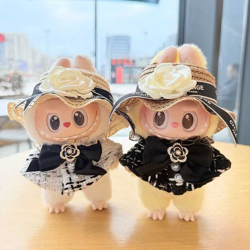 Dolls Clothes For Labubu The Monster Outfit Accessories Clothing DIY Kids Gift Black Camellia Summer Dress Shoes Hat Set FF04N C250919