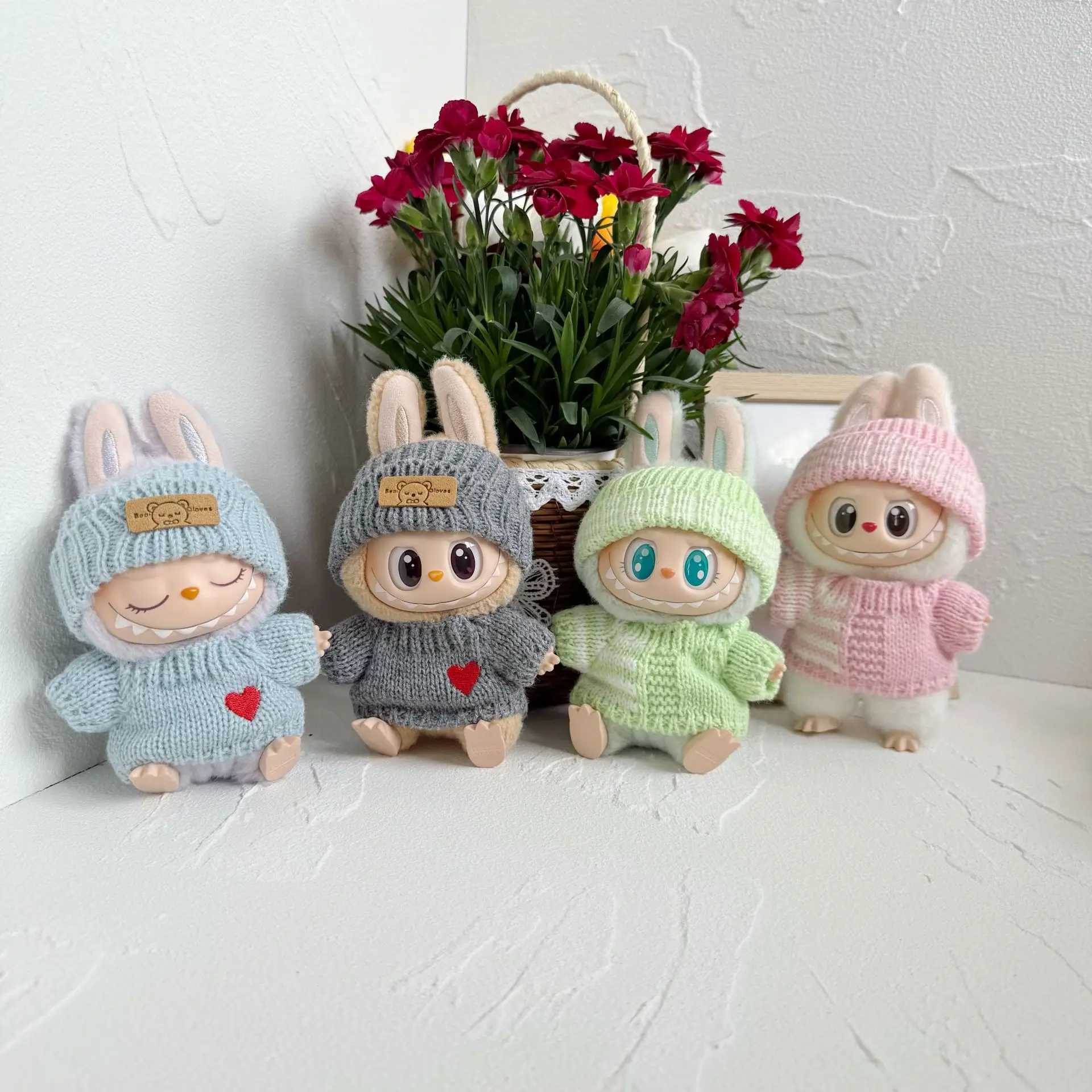 Labubu 17cm Dolls Baby Knit Clothes Highquality Dress Blue The Monster Outfit Accessories Love Party Sweater Gift For Kids C250919