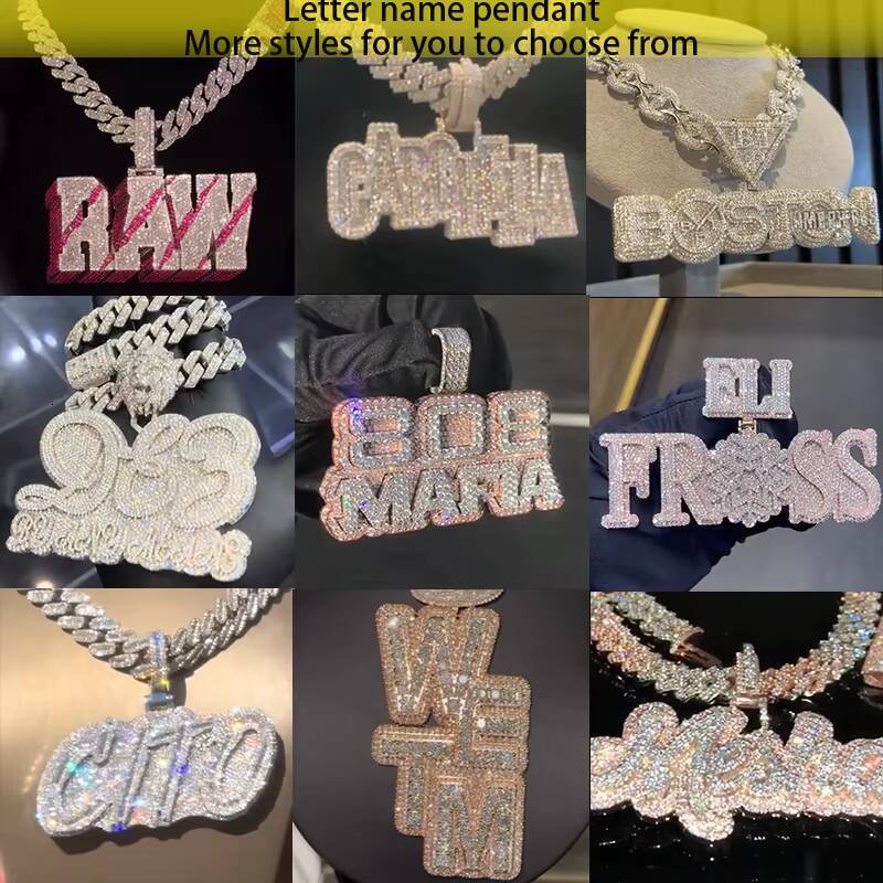 High Quality Customized Trend VVS Moissanite Initial Pendant New Arrival Initial Sign Diamond Letter Ice VVS1 High Quality Pendants Charms