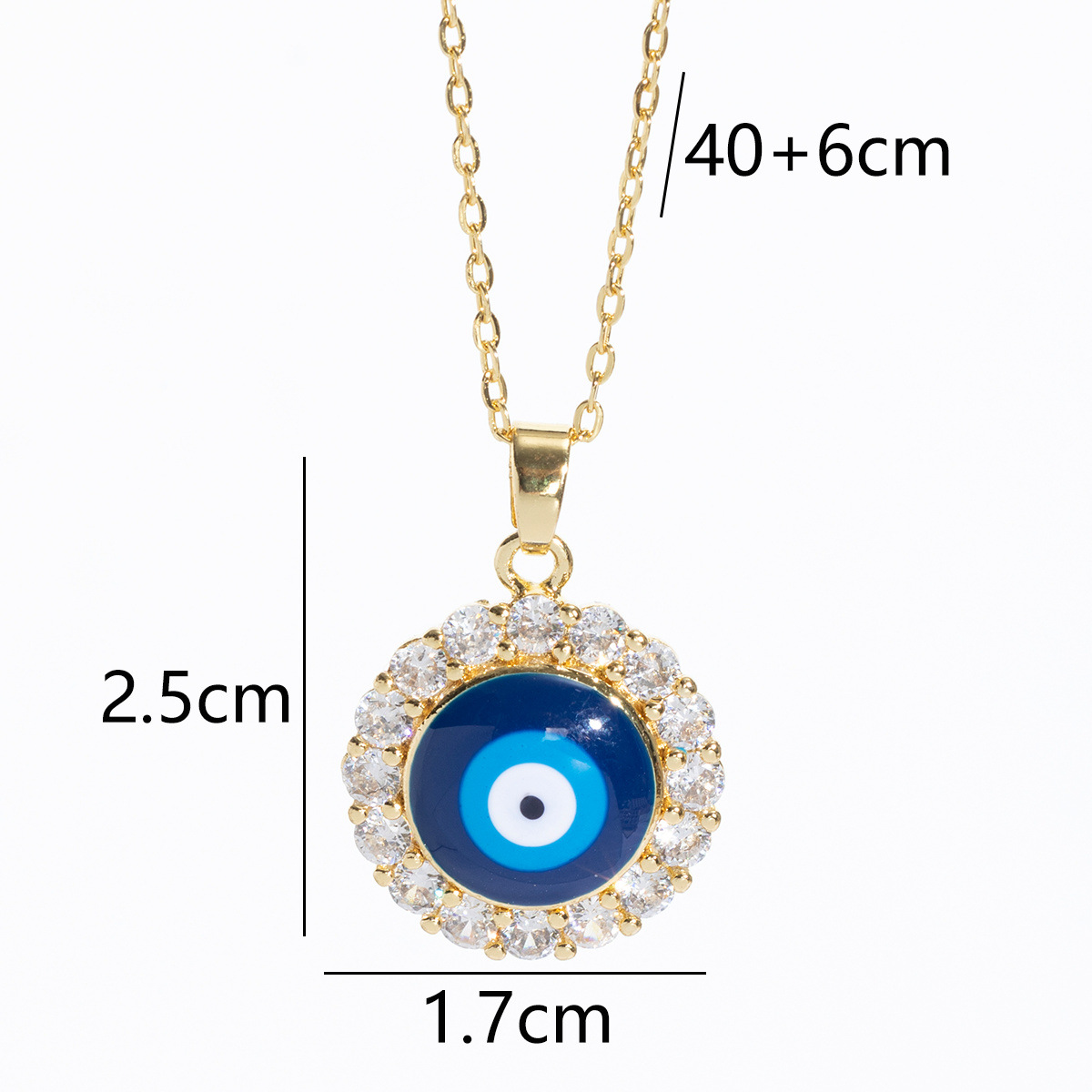 Gold - Toned Evil Eye Pendant Necklace With Crystal - Encrusted Border Protective Daily & Stylish Jewelry Gift For Her High - Quality And Meaningful A