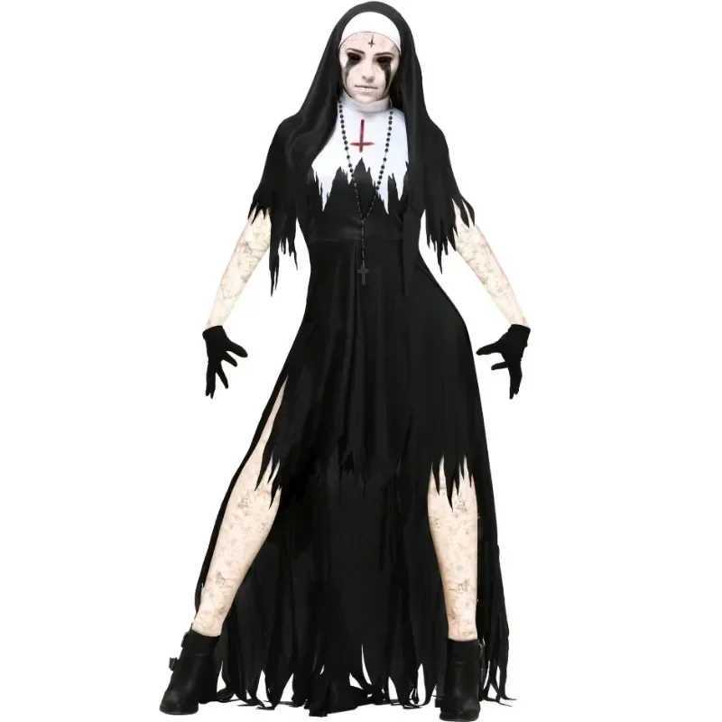 Halloween Cosplay Costumes Women Vampire Ghost Festival Outfits Fashion Costume Vintage Demon Cross Gothic Scary Nun Party L250918
