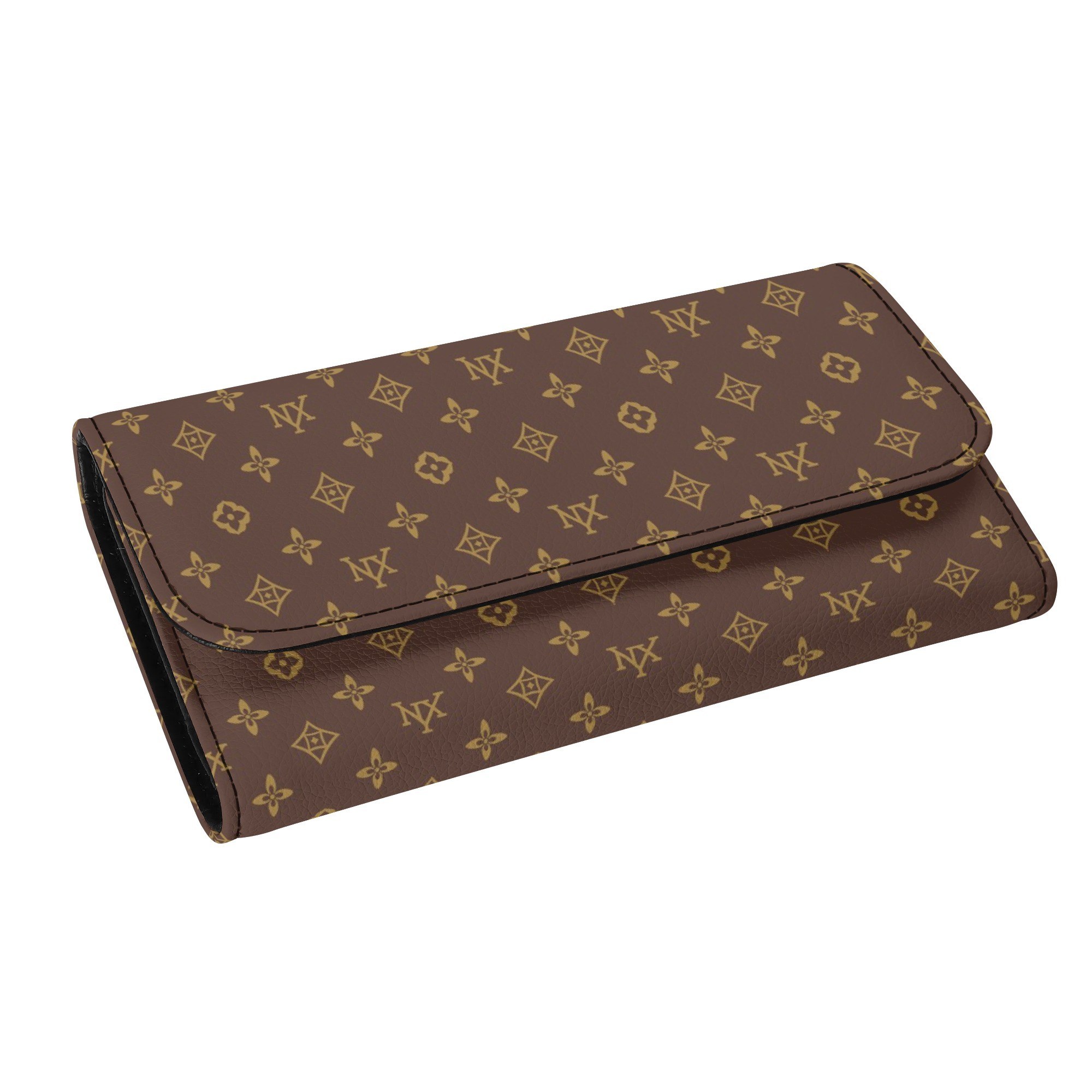 NXY Lychee Patterned Tri Fold Long Wallet designer men wallets card holder mens Fashionable and versatile classic brown flower wallets with dust bag