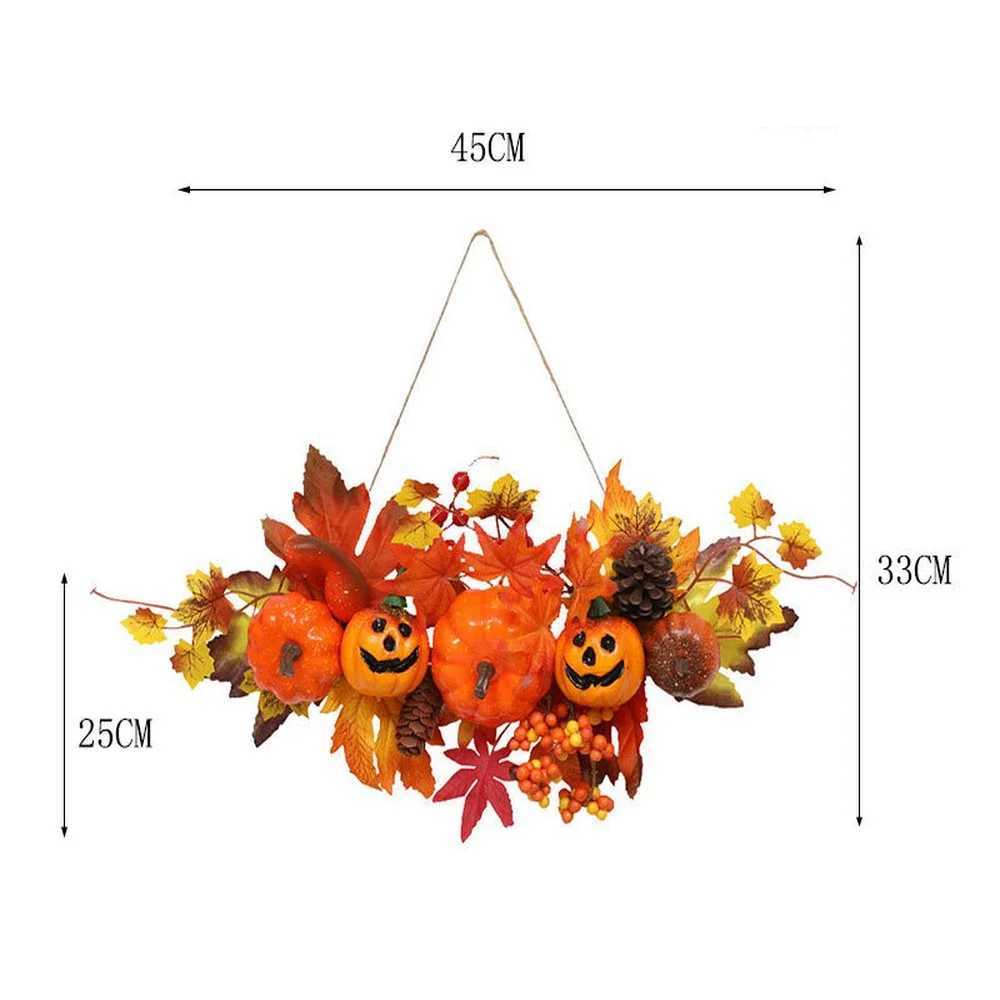 Maple Leaf Pumpkin Decorative Pendant Decoration Harvest Halloween Festival Wall Hanging Props Autumn Fall Decor C250919