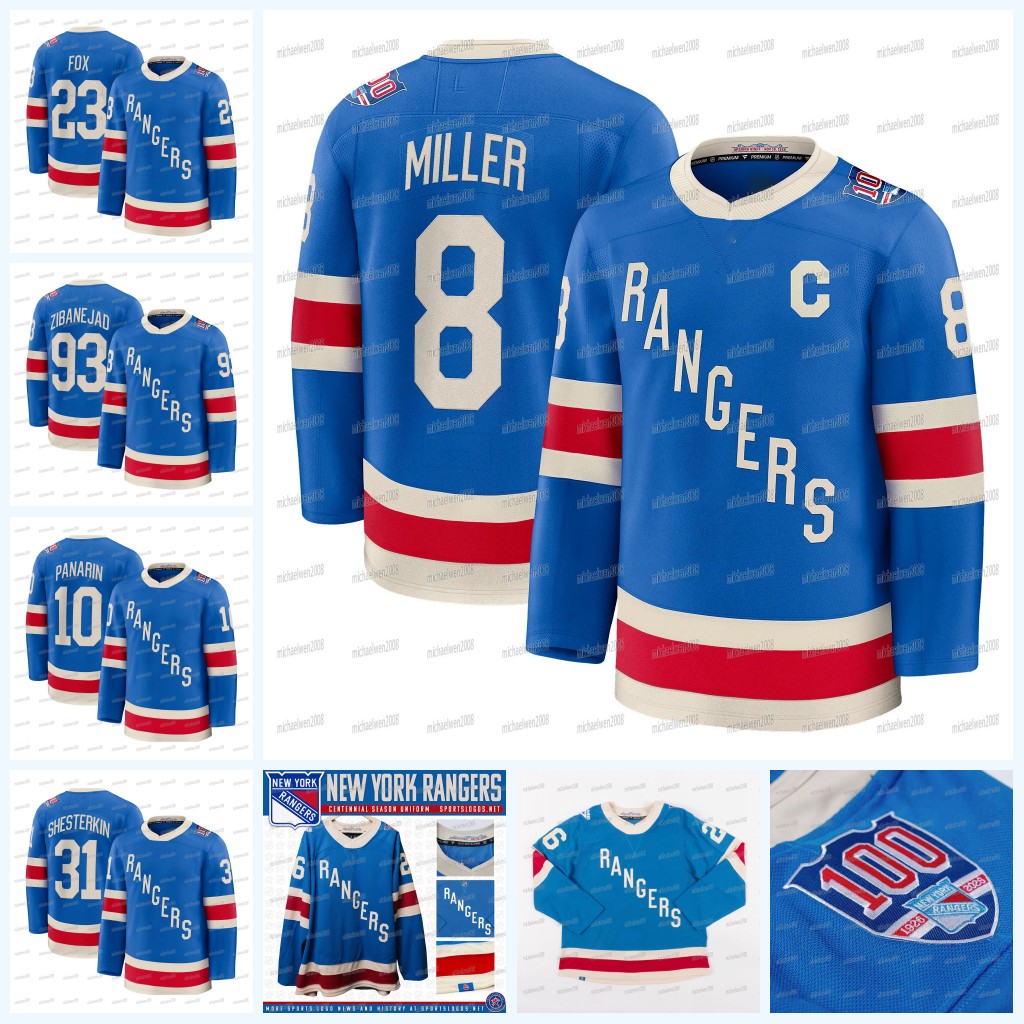NY Ranger 2025-26 Centennial Hockey Jersey J.T. Miller Matt Rempe Mika Zibanejads Adam Fox Will Cuylle Artemi Panarin Ryan Lindgren Shesterkin Brendan Brisson Quick