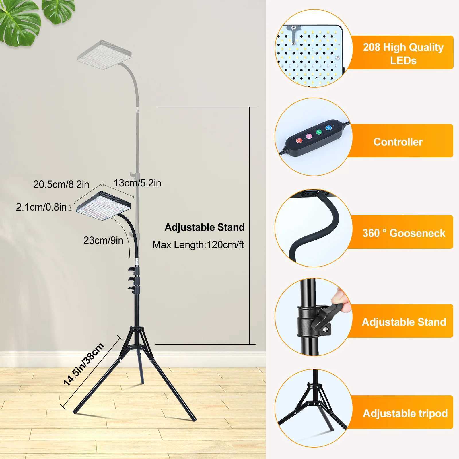 Grow Lights with Stand and Timer FECiDA Tripod Standing Grow Lights for Indoor Plants 2464 Height Adjustable C250919