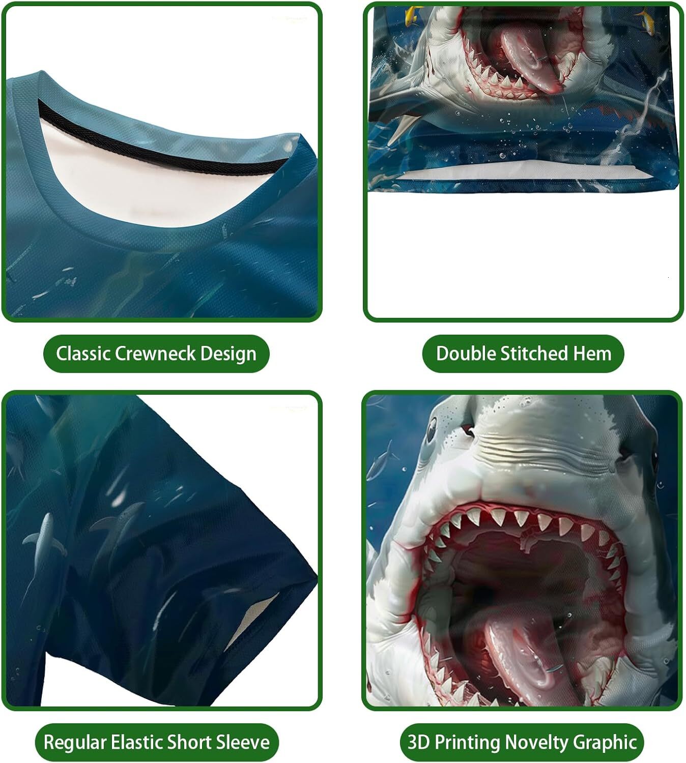 Mens T shirt Mens Shark Ocean Graphic T-Shirt Shark Attack Humorous Marine Biology Animal Science Pattern Male Breathable Tee Top T-Shirt Shirts Tshir