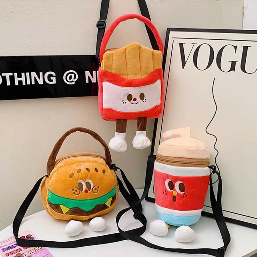 Doll Plush French Fries Handbag Cute Fluffy Crossbody Bag Shoulder Bag Tote Bag Plush Toy Cartoon Hamburger Bag GirlXJ250918