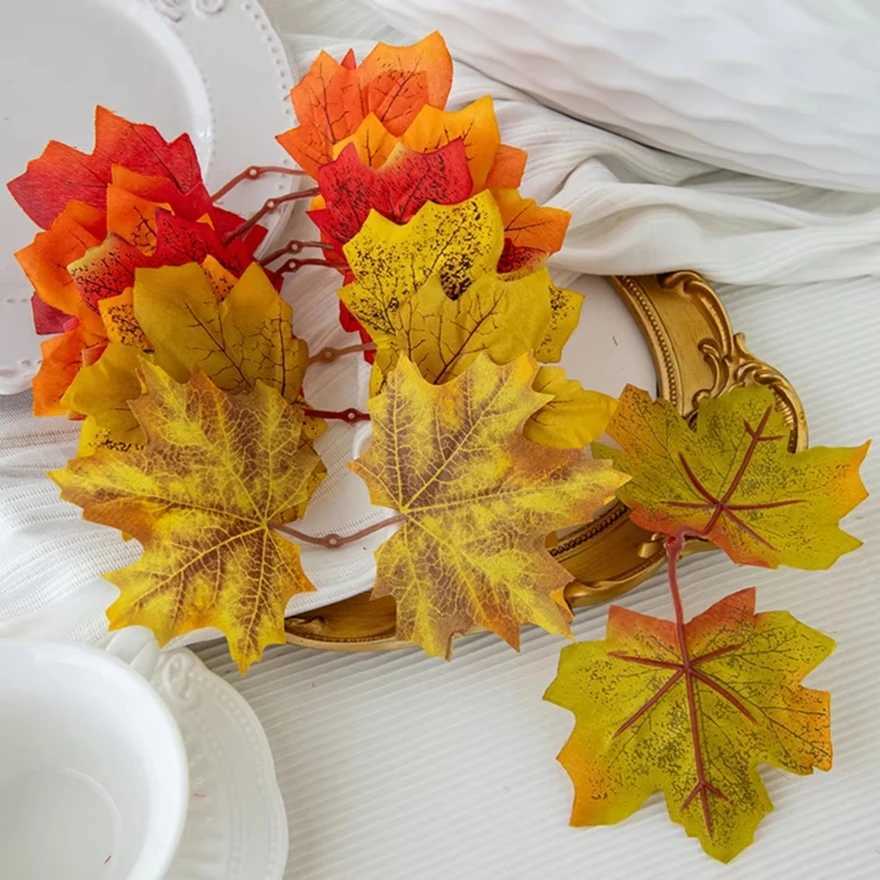 Artificial Plants Flowers Silk Maple Leaves Halloween Christmas Decoration Garland Home Room Table Yard Garden Wedding Scrapbook C250919