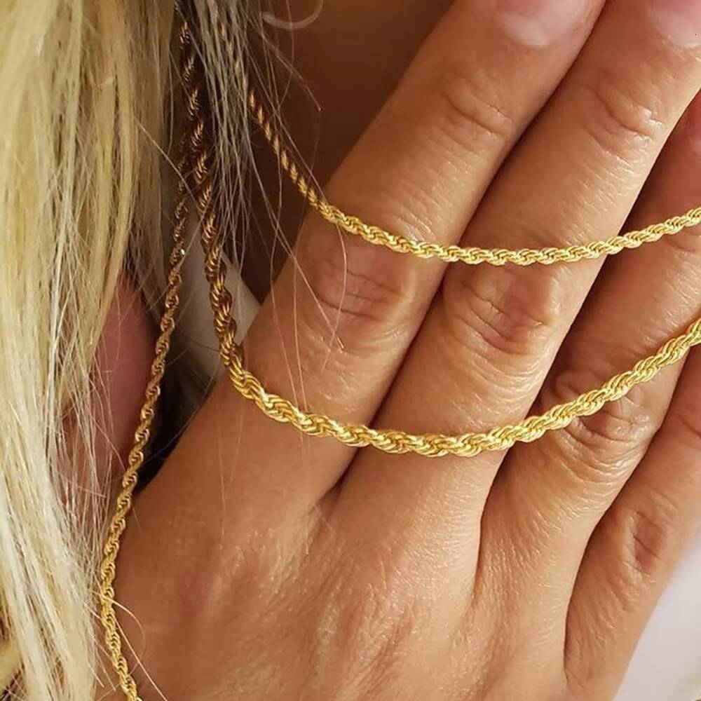 NUOYA 3MM5mm Men Women Silver Rope Chain Fine Jewelry 925 Sterling Silver Twist Rope Chain Necklace for Gifts