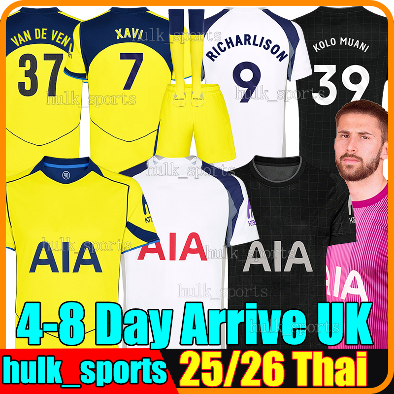 4XL 2025/26 TOT XAVI Soccer Jerseys RICHARLISON J.PALHINHA JOHNSON ROMERO VAN DE VEN SOLANKE KUDUS MADDISON KULUSEVSKI TEL VICARIO men kids kits socks football shirts