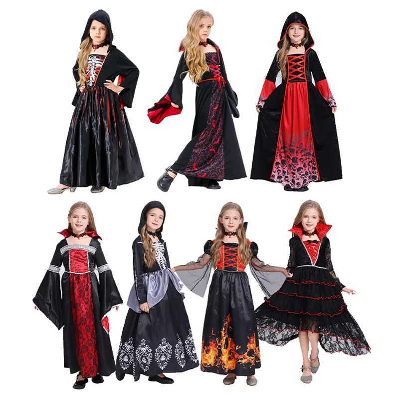 Childrens Halloween Cosplay Costumes Stage Show Vampire Dress Girls Cosplay Party Wear Fashion Witch Dresses Kids Clothes Robe L250918