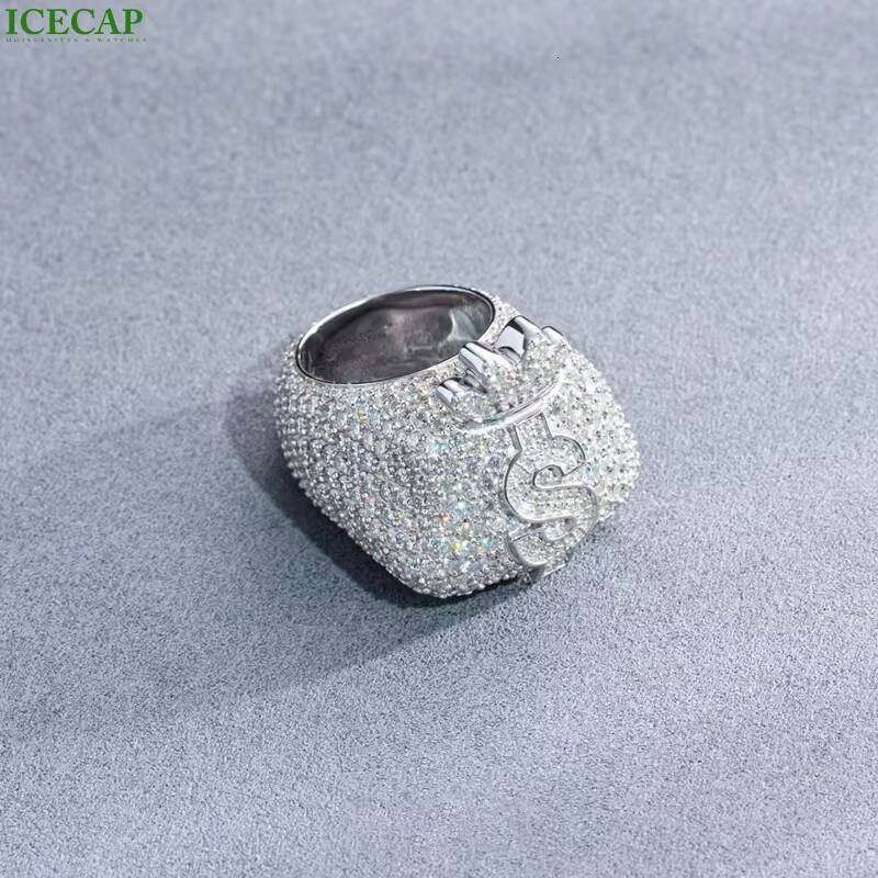 Punk Design Money Bag Fashion Jewelry S925 Iced Out VVS Moissanite Championship Ring Hiphop Party Rings for Men