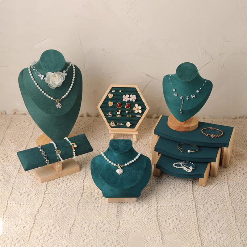 Velvet Model Bust Show Exhibitor Jewelry Display Necklace Pendant Mannequin Stand Earrings Organizer Ring Bracelet Storage Stand 250918