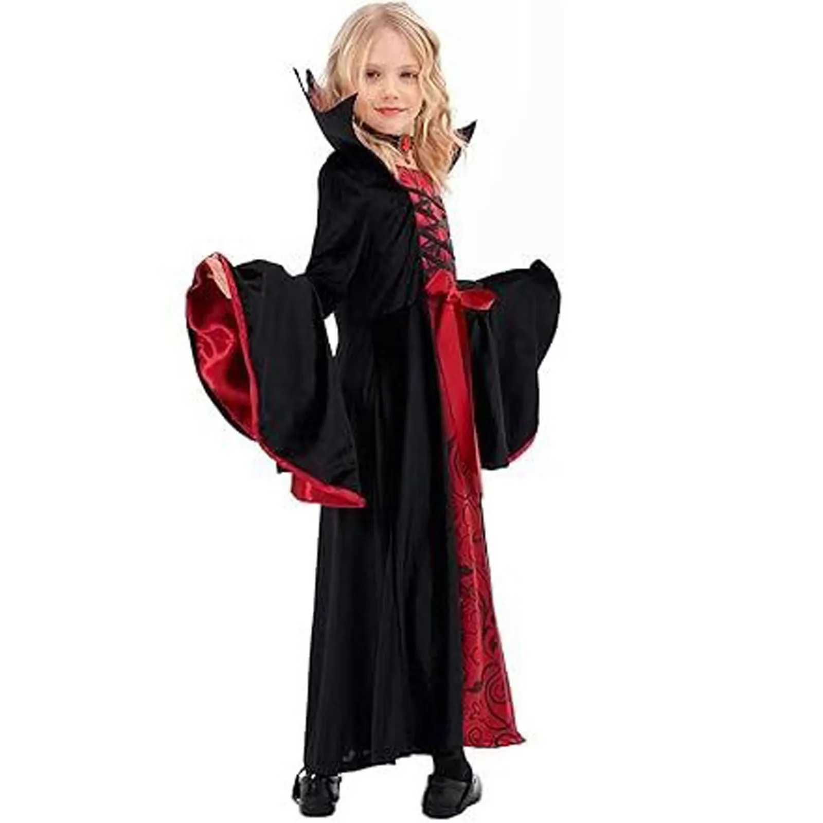 Kids New Vampire Costume Halloween Witch Dress Gothic Victorian Style Outfit Spooky Party Masquerade Elegant Cosplay Clothing L250918