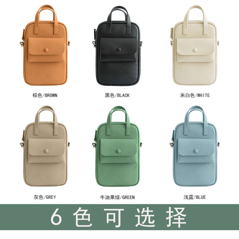 Genuine Leather for Women, Top Layer Cowhide, Vertical Large Capacity Handbag, Small Square Bag, Korean Style Single Shoulder Phone Crossbody Bag desi