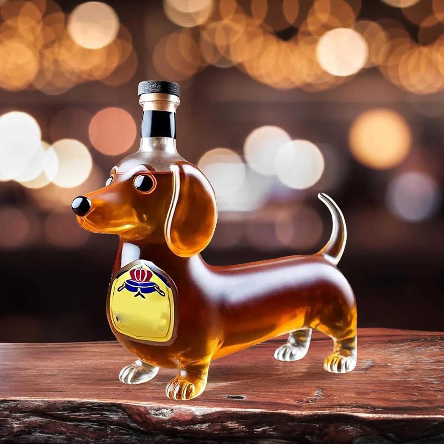 Dachshund 3D Whiskey Decanter sculpted glass wiener dog bar office decor Z250919