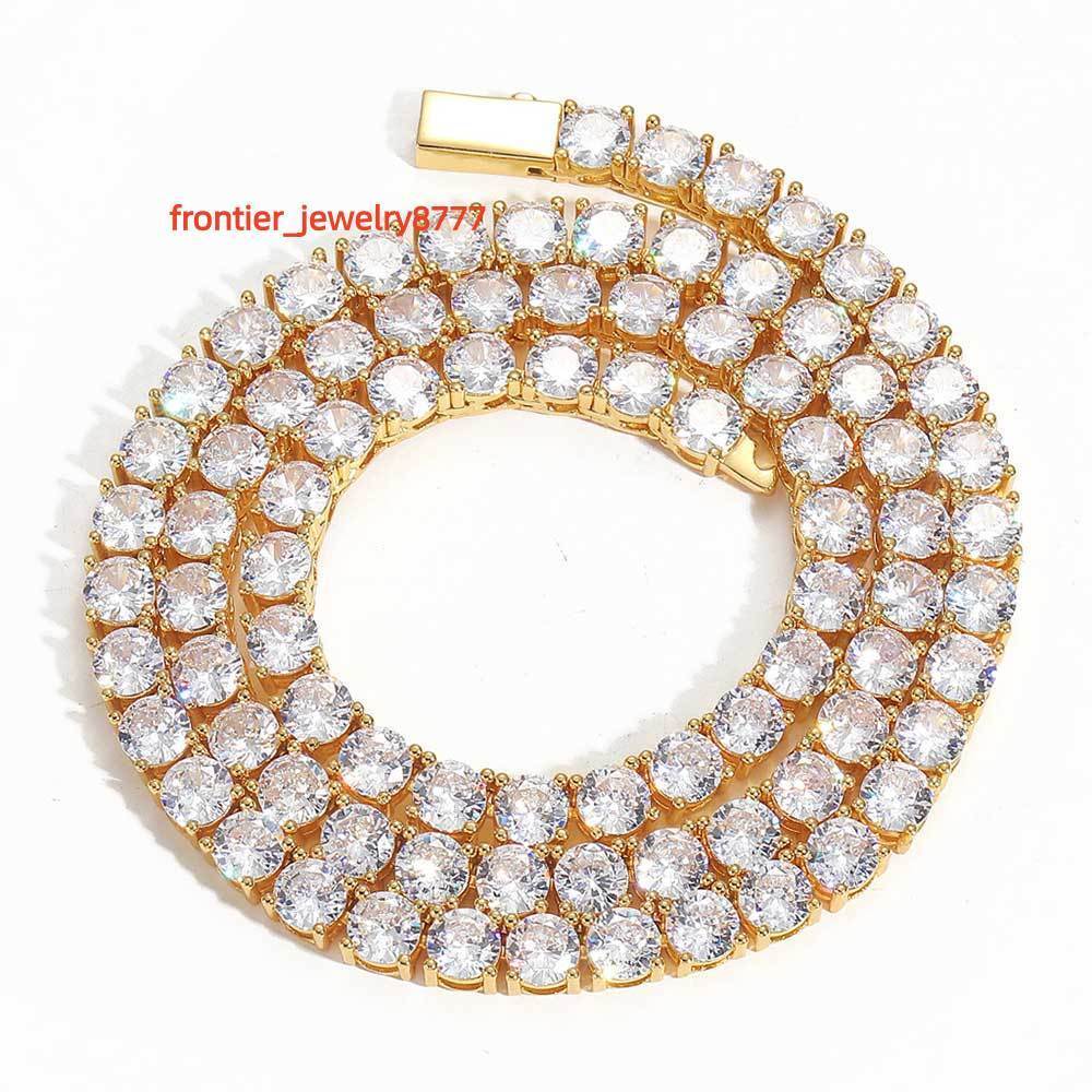 NUOYA 4mm Womens Gold Bling Tennis Chain Necklace Iced Out Hip Hop Diamond Necklace Fashion Jewelry
