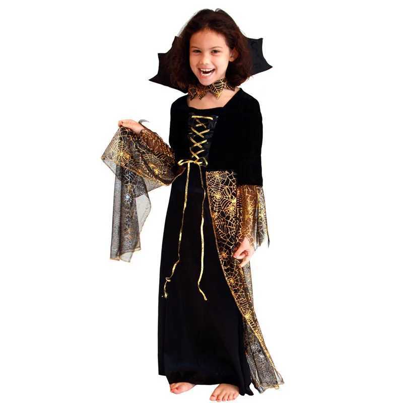 Black Girls Halloween Vampire Costume For Kids Children Sorceress Cosplay Carnival Purim Parade Stage Show Role Play Party Dress L250918