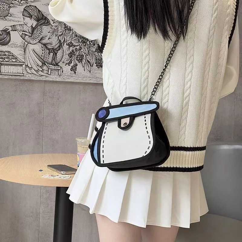 2025 New Small Canvas Tote Bag Cute Anime Crossbody Purse for Women Unique Minimalist Line Design Shoulder Bag with ChainXJ250918